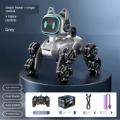 Uzaktan Kumandalı Robot Köpek Oyuncağı - Tek Elektrikli Tek Kumanda Ses Kontrolü - Gümüş Gri - 1
