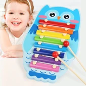 Montessori Ahşap Hayvan Müzik Kutusu Piyano - Kelebek Armonika - 4