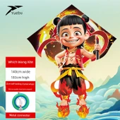Nezha Uçurtması - 1.4 m - MengMeng +500 m İp Kristal Kendinden Kilitli Tekerlek 22 cm - 1