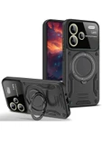 Coverzone Xiaomi Redmi Note 13 Pro Plus ile uyumlu Kılıf Joy Joy Standlı Lens Korumalı 360 Yüzük Aparatı thumbnail 1