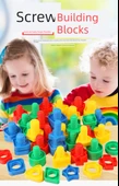 Çocuklar için Vida Oyuncak Seti - 24 Vida + 10 Sabitleme Plakası - Kendinden Yapışkanlı Torba - 8