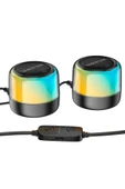 Coverzone Borofone Çiftli RGB Işıklı Kablolu veya Kablosuz Stereo Speaker Bluetooth Taşınabilir Hoparlör BP12 - 5