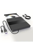 Coverzone Harici DVD-ROM DVD-RW Optik Sürücü, USB ve Type C Kablolu, PC, Tablet DVD Player CD ROM Okuyucu X350 - 1