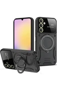 Coverzone Samsung Galaxy S25 ile uyumlu Kılıf Joy Joy Standlı Lens Korumalı 360 Yüzük Aparatı - 1