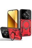 Coverzone Xiaomi Redmi 14C ile uyumlu Kılıf Joy Joy Standlı Lens Korumalı 360 Yüzük Aparatı - 1
