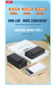 Xo PR164 PowerBank 30000 mAh,Led Gösterge,5 Cihaz Şarj,Entegre 3'lü Kablo Lightning,Micro USB,Type-C - 2
