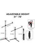 Coverzone 180cm Maksimum Uzunluk 2in1 Mikrofon ve Telefon Stant Katlanabilir Açısı Ayarlanabilir - Model 103 - 2
