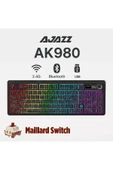 Coverzone Ajazz AK980 Ekranlı Mekanik Klavye RGB, Tam Boy Hot-Swap 3 Modlu 8000 Mah Siyah Maillard Switch - 2