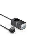 Coverzone Yesido MC35 2500W Uzatma Kablosu, 1.5m, 2x USB 18W + 2x Type-C 20W Çıkışlı Siyah Priz - 1