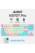 Coverzone Ajazz K870T Pro Kablosuz Hot Swap Mekanik Oyun Klavyesi-RGB Beyaz - Blue Switch - 6