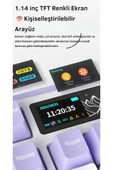 Coverzone Ajazz AK980 Ekranlı Mekanik Klavye RGB, Tam Boy Hot-Swap 3 Modlu 8000 Mah Pembe Gift Switch - 2