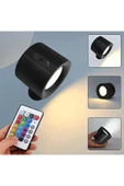 Coverzone Magnetik Yapışkanlı Uzaktan Kumandalı Işık Oda Salon Işıklandırma İç Mekan Şarjlı Lamba BD80A Siyah - 2