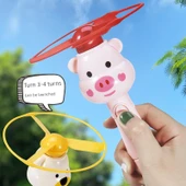 Çocuklar için Işıklı Bambulu Ejderha Uçurtması - Pembe Domuz + 5 Işıklı Uçurtma - 3