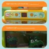 Eğitici Mermer Oyunu Makinesi - Hediye Kutusu - Pil Versiyonu - Ağız Açılabilir - Turuncu Crocodile - 80 Mermer - 5