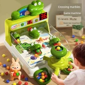 Eğitici Mermer Oyunu Makinesi - Hediye Kutusu - Pil Versiyonu - Ağız Açılabilir - Yeşil Crocodile - 40 Mermer - 2