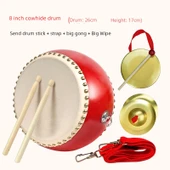 Kahverengi Deri Davul Seti - 8 inç Zil ve Gong Seti thumbnail 1