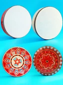 Uğurlu Çiçek Tamburin 8 inç (20cm) Zil Parçasız + Ahşap Çekiç - 4