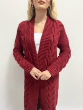 Kadın Bordo Örme Hırka - 2