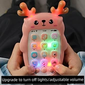Bebek Diş Kaşıma Mobil Telefon Oyuncağı - Kızıl Kahverengi Pembe (Şarjlı Set) - 2