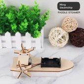 Çocuklar için DIY El Yapımı Bilim Deney Seti - Ahşap Ming Gemisi ve Aksesuarlar - 4