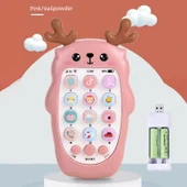 Bebek Diş Kaşıma Mobil Telefon Oyuncağı - Kızıl Kahverengi Pembe (Şarjlı Set) - 1