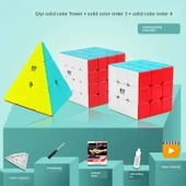 Üçgen Pyraminx Küp - Düz Renk Kule +3+4 Sıra - 1