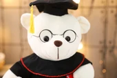 Mezun Ayıcık Oyuncak - Bej Beyaz - 18cm - 5
