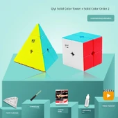 Üçgen Pyraminx Küp - Düz Renk Kule + Aşama 2 - 1