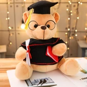 Mezun Ayıcık Oyuncak - Bej Beyaz - 28cm - 4