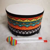 Orff Perküsyon 10 İnç Gingham Zemin Davulu - 25cm x 16cm - 1