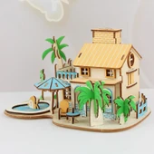 3D Ahşap Bulmaca Göl Mavisi Nehir Kenarı Kulübesi - 4