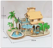 3D Ahşap Bulmaca Göl Mavisi Nehir Kenarı Kulübesi - 9