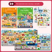 Hippo Sınıf Arkadaşım Manyetik Çıkartma Kitabı - İki Kitap [Şantiye Yoğun + Şehir Trafiği] 140 Manyetik Çıkartma - 1