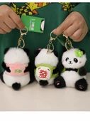 Gerçek Panda Bebek Kolye - Arka Şans Yeşil Çiçek, 11cm Hediye Kutusu - 7