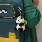Gerçek Panda Bebek Kolye - Arka Şans Yeşil Çiçek, 11cm Normal Ambalaj - 1
