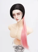 BJD Bebek Peruk - Siyah Kırmızı Kahverengi - Küçük 3 Nokta (21cm-22cm) - 9