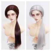 BJD Bebek Peruk - Siyah Kırmızı Kahverengi - Küçük 3 Nokta (21cm-22cm) - 2