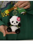 Gerçek Panda Bebek Kolye - Arka Chengdu Yeşil Çiçek, 11cm Çanta - 8
