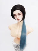 BJD Bebek Peruk - Doğal Siyah - Küçük 3 Nokta (21cm-22cm) - 8