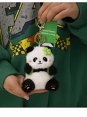 Gerçek Panda Bebek Kolye - Arka Chengdu Yeşil Çiçek, 11cm Çanta - 9