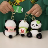 Gerçek Panda Bebek Kolye - Arka Chengdu Yeşil Çiçek, 11cm Hediye Kutusu - 3