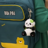 Gerçek Panda Bebek Kolye - Arka Chengdu Yeşil Çiçek, 11cm Hediye Kutusu - 5