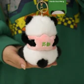 Gerçek Panda Bebek Kolye - Arka Chengdu Yeşil Çiçek, 11cm Hediye Kutusu - 6