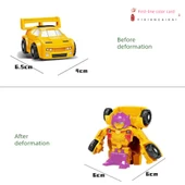 Mini Deformasyon Robot Araba - Sarı Spor Araba - 1