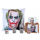 Joker Puf Yastık Kutulu Kupa 4Lü Shot Bardağı Hediye Seti - 1