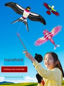 Dinamik Mini Mavi Papağan Uçurtması - 80cm Telescopic Çubuk + 50m İp - 3