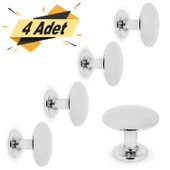 Düğme Çekmece Dolap Dolabı Kapak Kulpu Kulpları Kulbu Krom Metal Daire Kulp (4 ADET) Mobilya Mutfak - 1