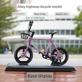 DIY 28 Büyük Bar Bisiklet Alaşım Modeli - Mor Şehir Bisikleti + Gösterim Tabanı - 1
