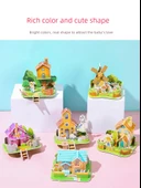Çocuklar için 3D Puzzle Model Ev DIY Eğitim Oyuncakları - Değerli 100 Tekrar Olmayan Karikatür Puzzle - Böcek + Dinozor + Hayvan + Uçak - 5