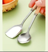 DIY Mini Paslanmaz Çelik Çocuklar İçin Kürek Sofra Takımı - Kare Kürek ve Yuvarlak Kaşık Seti - 12